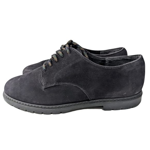 Dr.Scholl Suede Slip On Tie Up Black Flat Shoes 6" - Picture 4 of 7